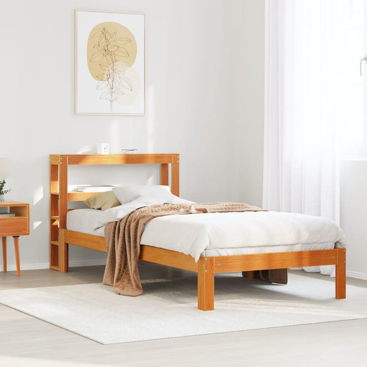 sengeramme uden madras 75x190 cm massivt fyrretræ gyldenbrun