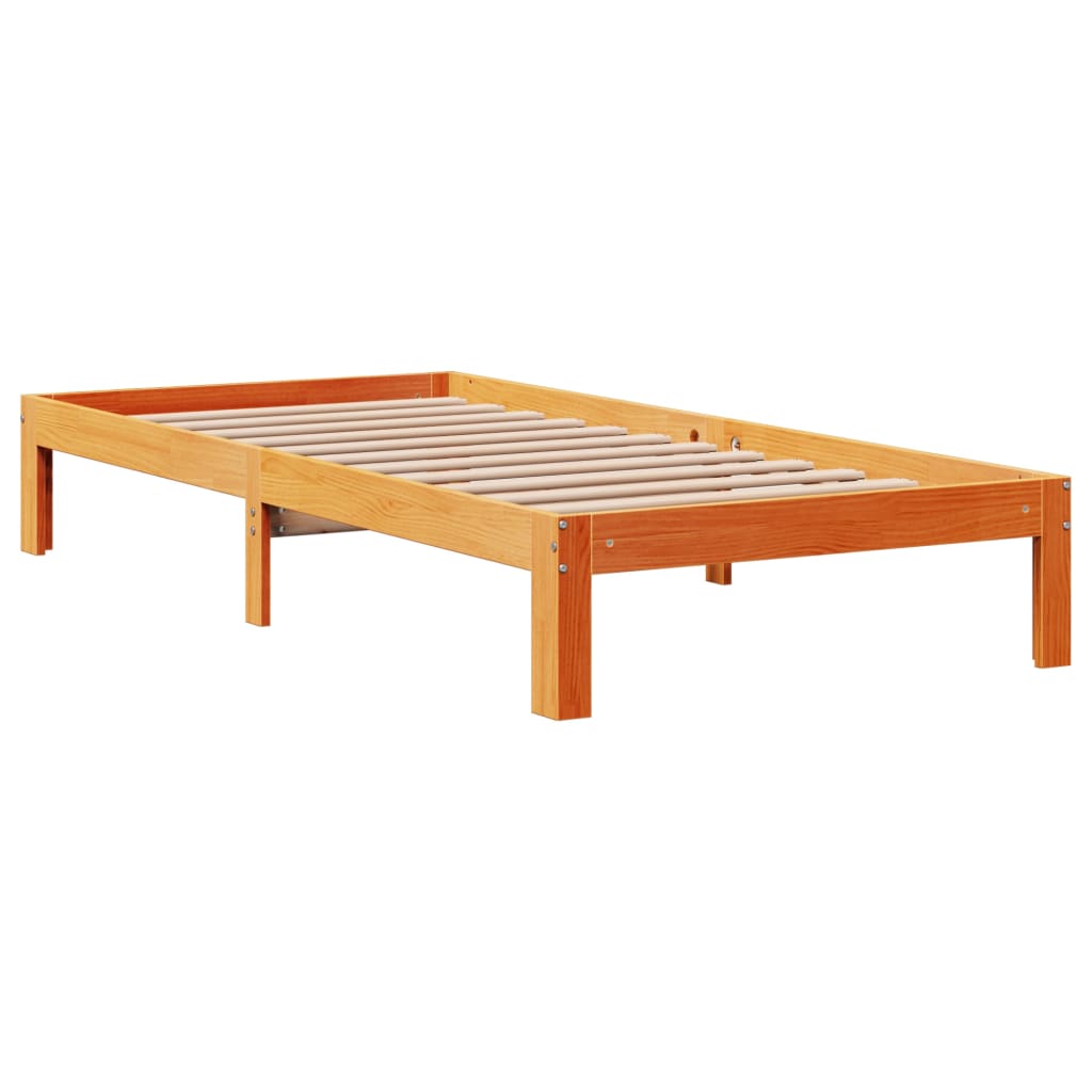 sengeramme uden madras 100x200 cm massivt fyrretræ gyldenbrun