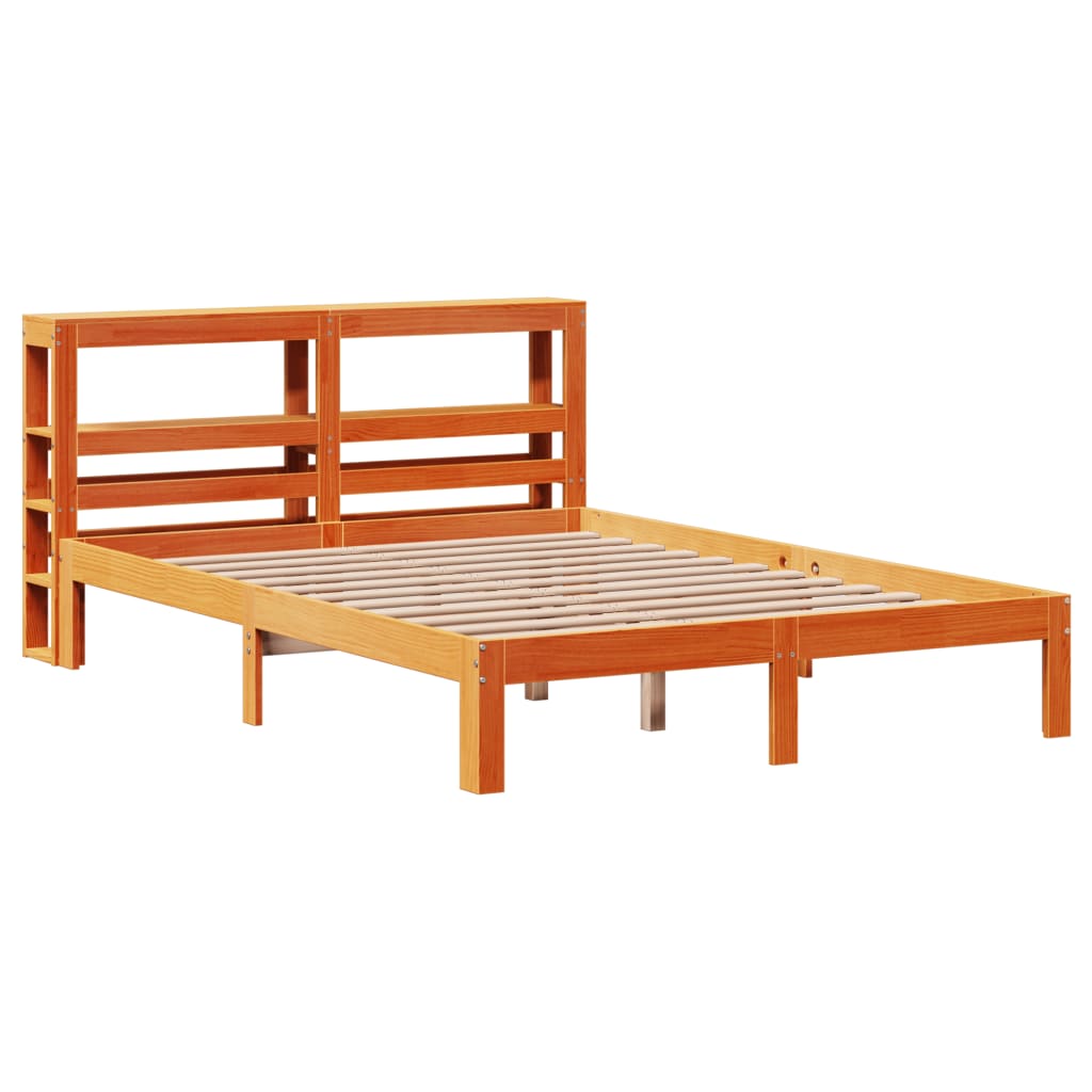 sengeramme uden madras 140x200 cm massivt fyr gyldenbrun