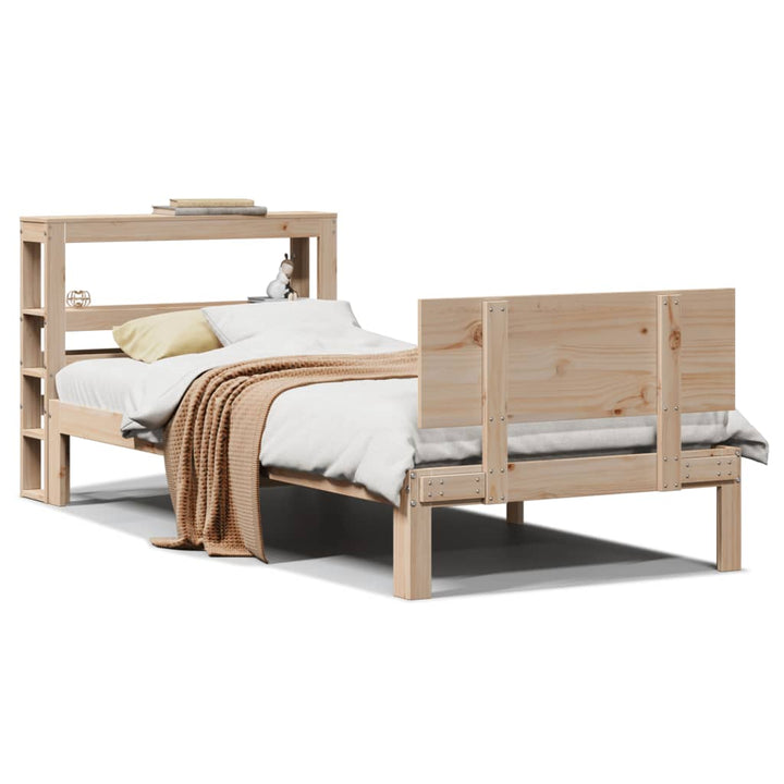 sengeramme med sengegavl 75x190 cm massivt fyrretræ