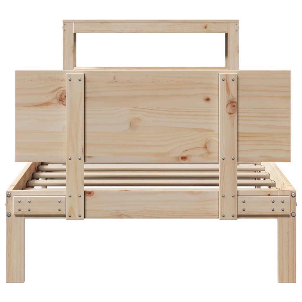 sengeramme med sengegavl 75x190 cm massivt fyrretræ