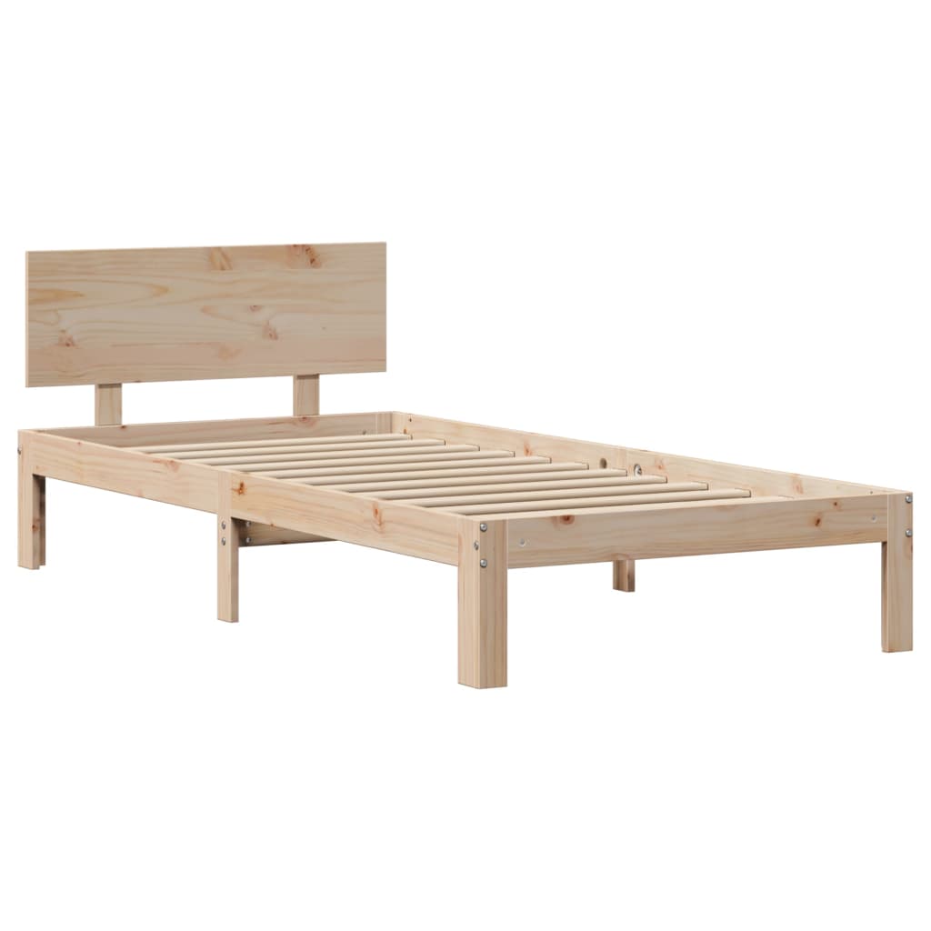 sengeramme med sengegavl 75x190 cm massivt fyrretræ