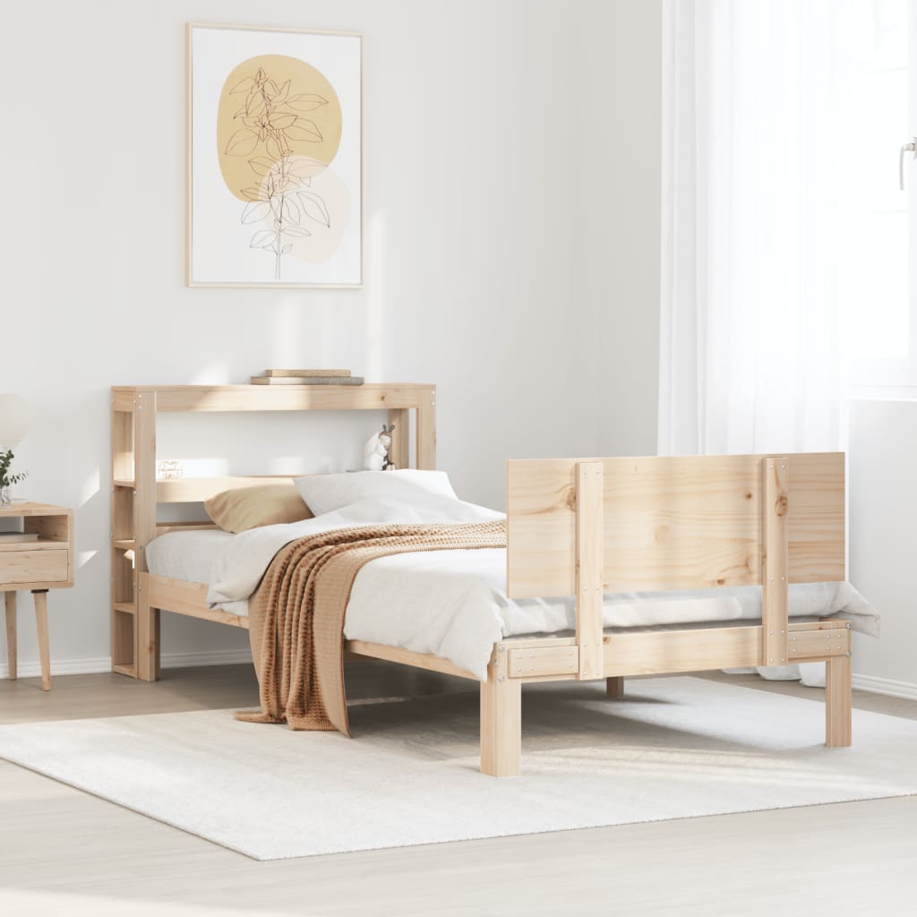 sengeramme med sengegavl 75x190 cm massivt fyrretræ
