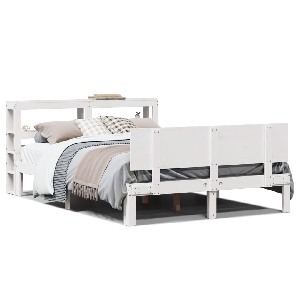 sengeramme med sengegavl 120x190 cm massivt fyrretræ hvid