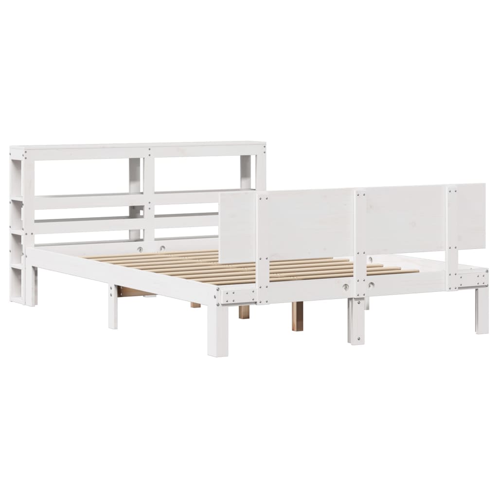 sengeramme med sengegavl 120x190 cm massivt fyrretræ hvid