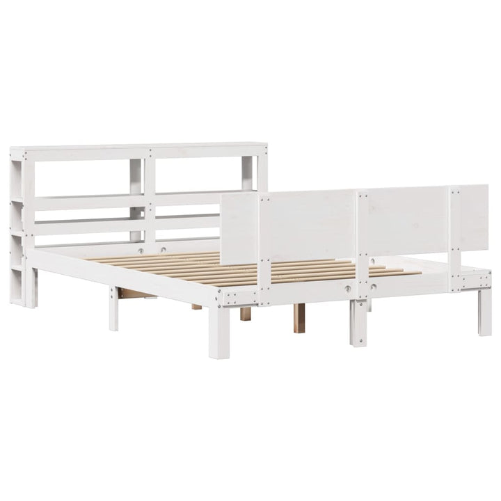sengeramme med sengegavl 120x190 cm massivt fyrretræ hvid