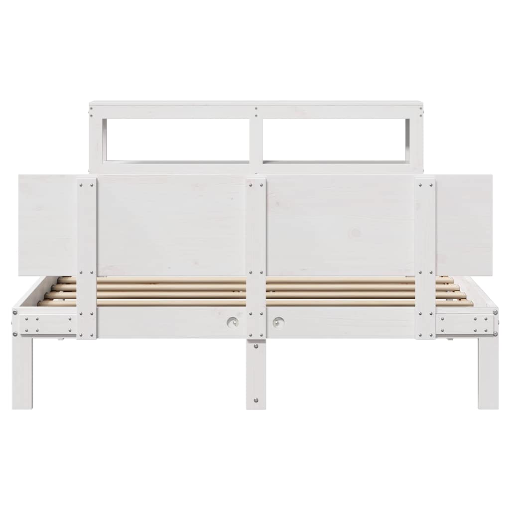sengeramme med sengegavl 120x190 cm massivt fyrretræ hvid