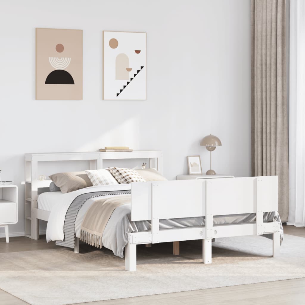 sengeramme med sengegavl 120x190 cm massivt fyrretræ hvid