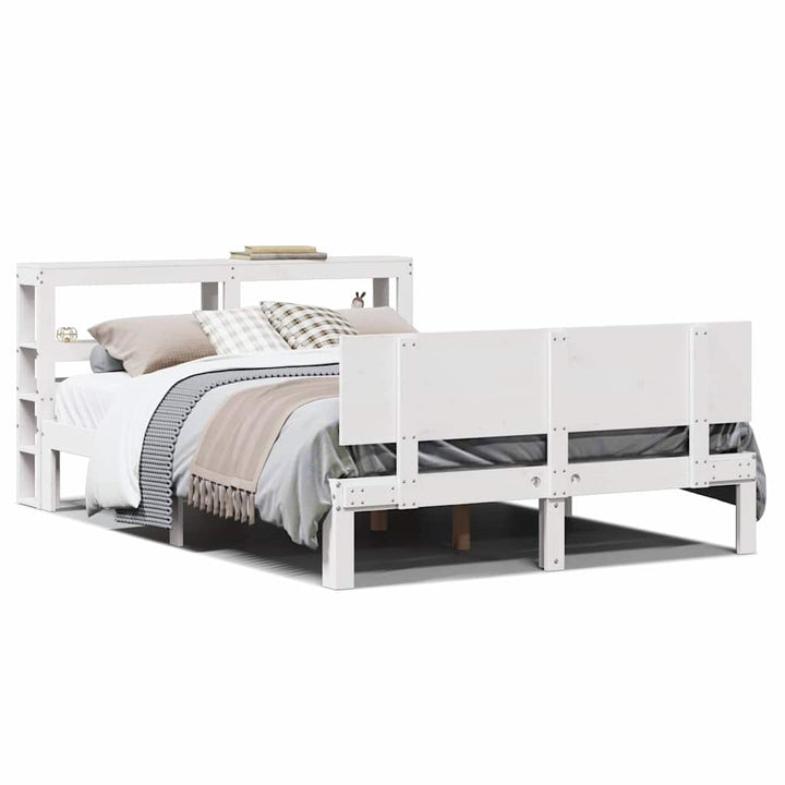 sengeramme med sengegavl135x190 cm massivt fyrretræ hvid