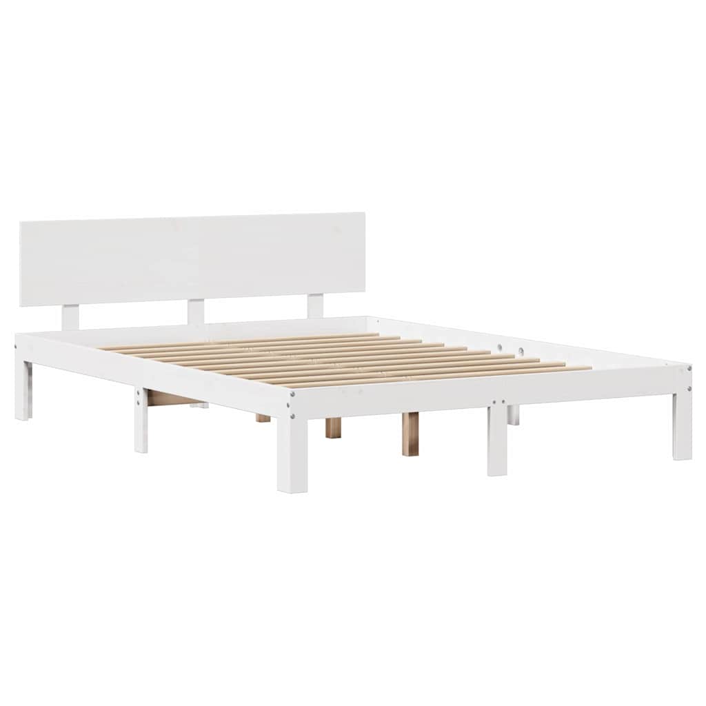 sengeramme med sengegavl135x190 cm massivt fyrretræ hvid