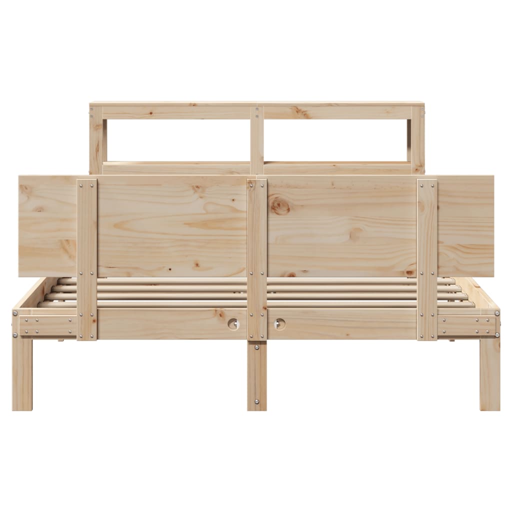 sengeramme med sengegavl 140x190 cm massivt fyrretræ