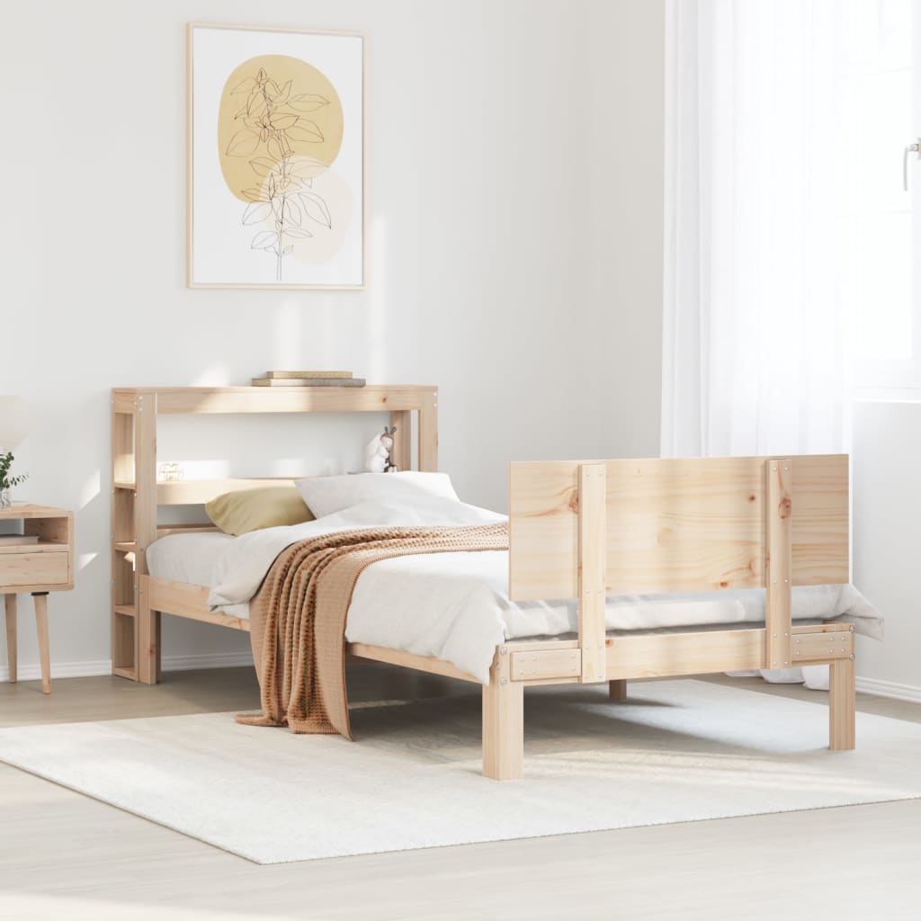 sengeramme med sengegavl 90x200 cm massivt fyrretræ