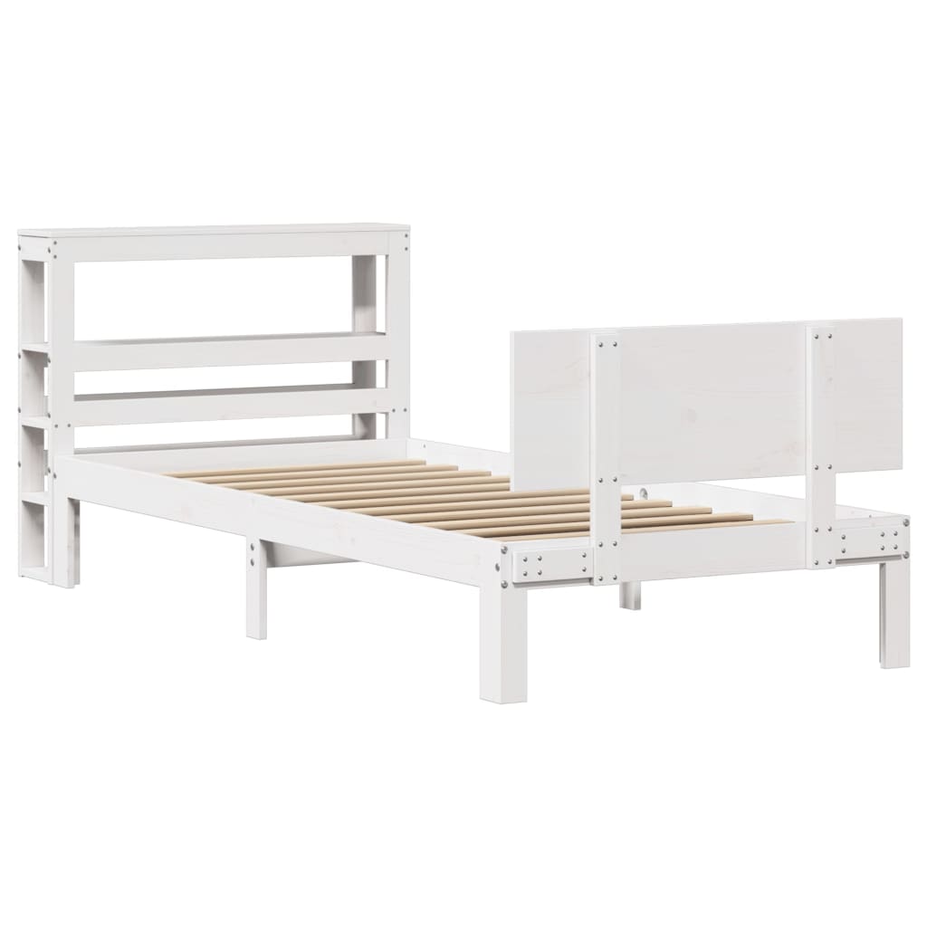 Sengeramme med hovedgærde uden madras Hvid 90x200 cm