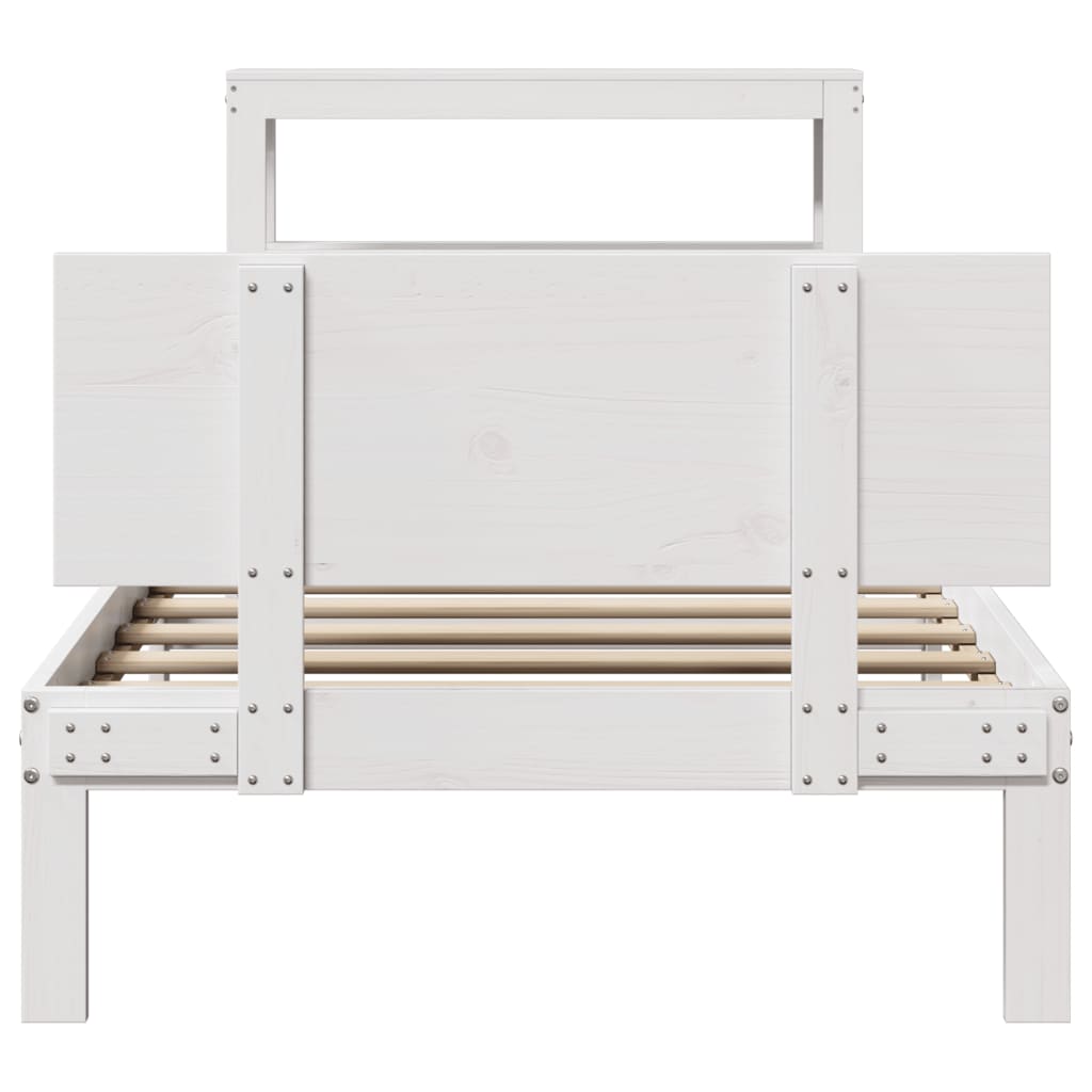 Sengeramme med hovedgærde uden madras Hvid 90x200 cm