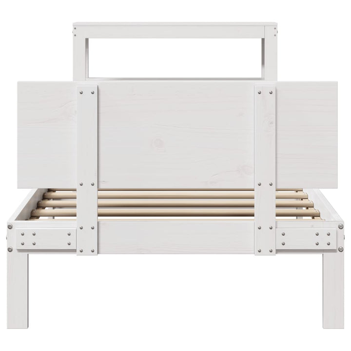 Sengeramme med hovedgærde uden madras Hvid 90x200 cm