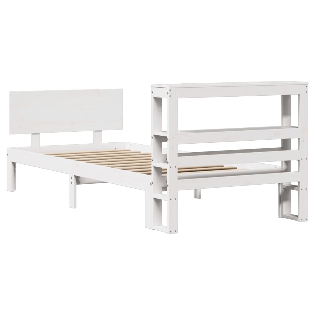 Sengeramme med hovedgærde uden madras Hvid 90x200 cm