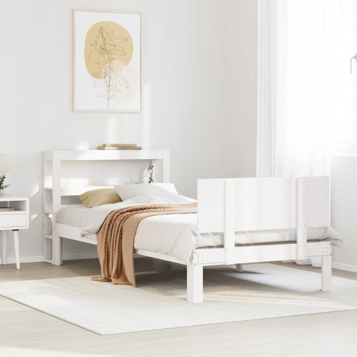 Sengeramme med hovedgærde uden madras Hvid 90x200 cm