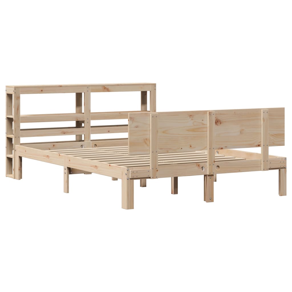 sengeramme med sengegavl 120x200 cm massivt fyrretræ hvid