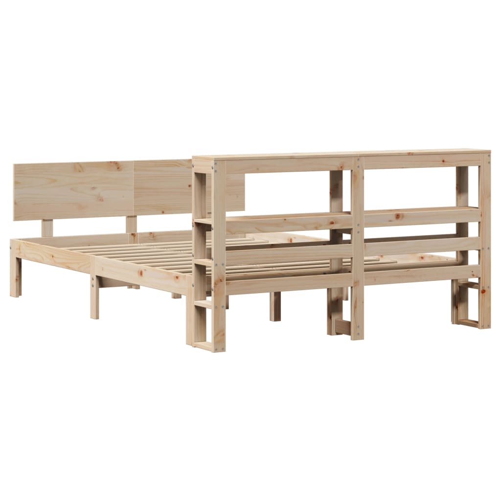 sengeramme med sengegavl 120x200 cm massivt fyrretræ hvid
