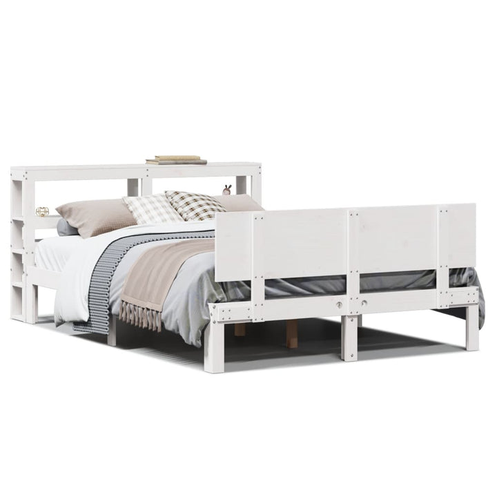 sengeramme med sengegavl 150x200 cm massivt fyrretræ hvid