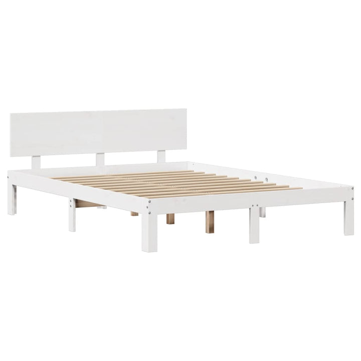 sengeramme med sengegavl 150x200 cm massivt fyrretræ hvid