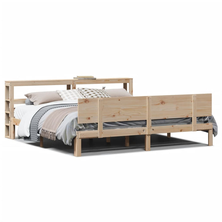 sengeramme med sengegavl 200x200 cm massivt fyrretræ