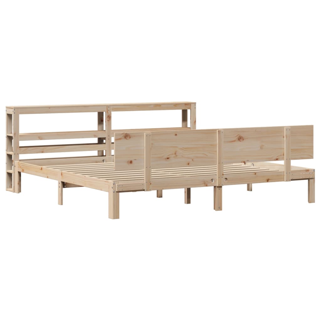 sengeramme med sengegavl 200x200 cm massivt fyrretræ