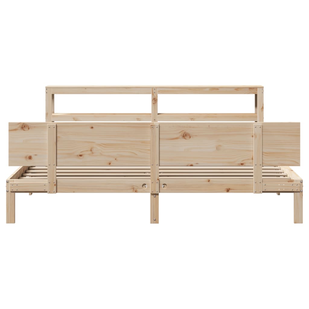 sengeramme med sengegavl 200x200 cm massivt fyrretræ
