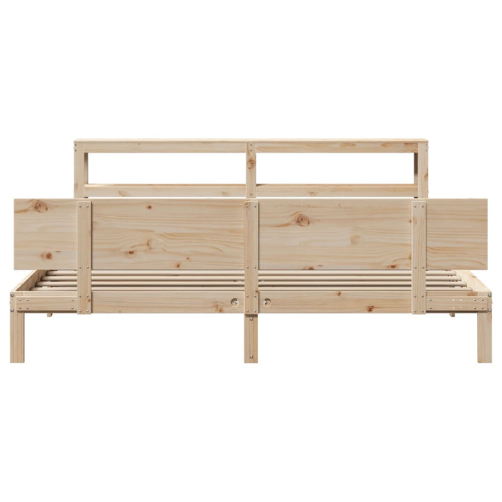 sengeramme med sengegavl 200x200 cm massivt fyrretræ