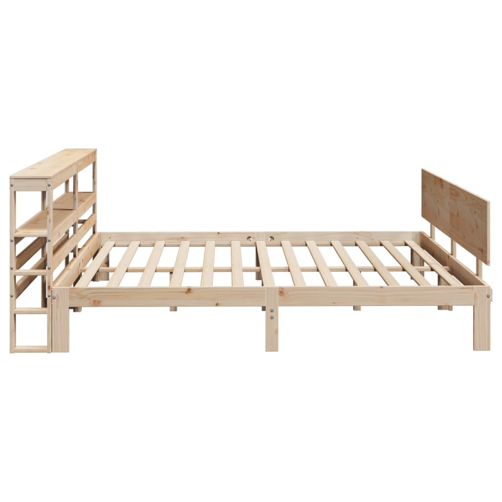 sengeramme med sengegavl 200x200 cm massivt fyrretræ