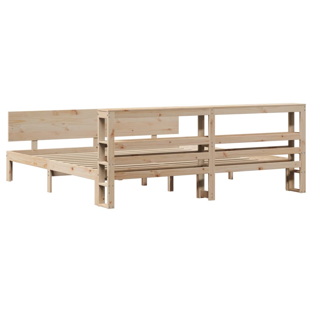 sengeramme med sengegavl 200x200 cm massivt fyrretræ