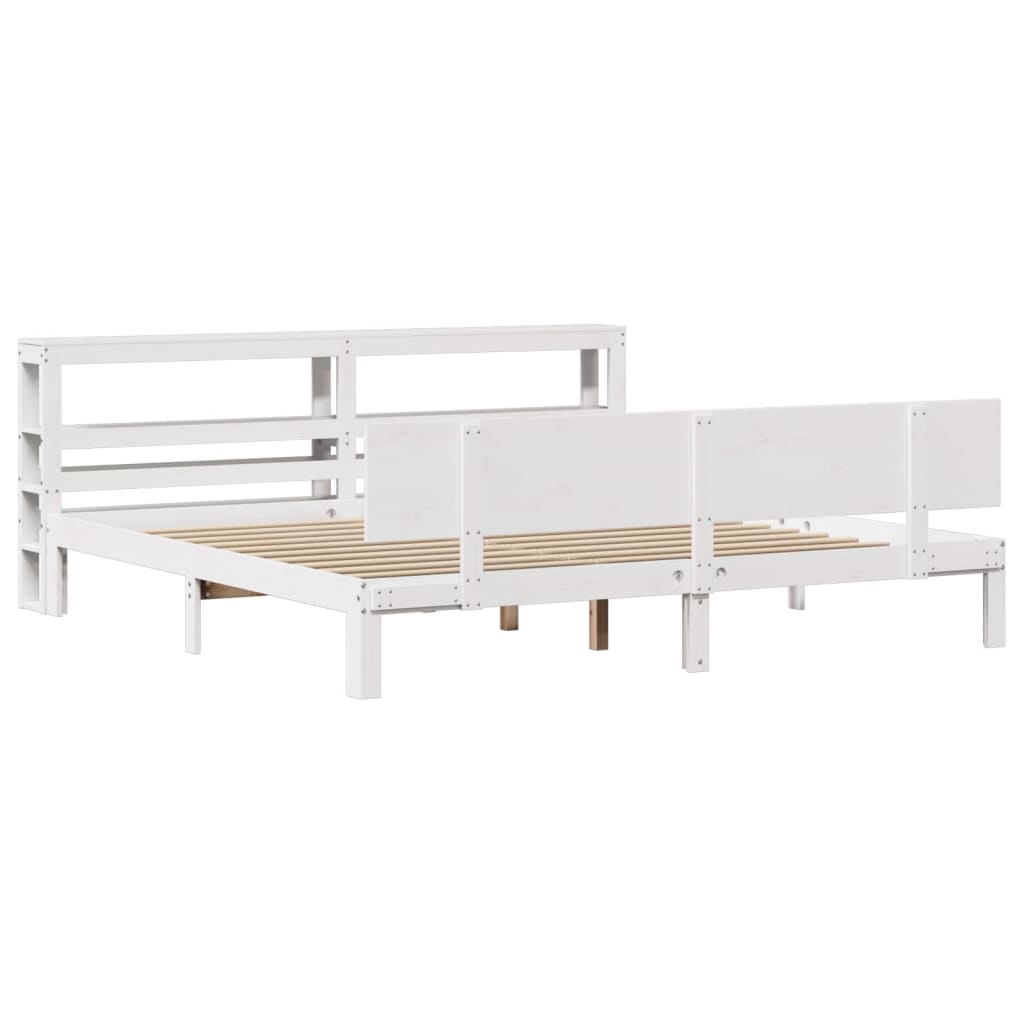 Sengeramme med hovedgærde uden madras Hvid 200x200 cm
