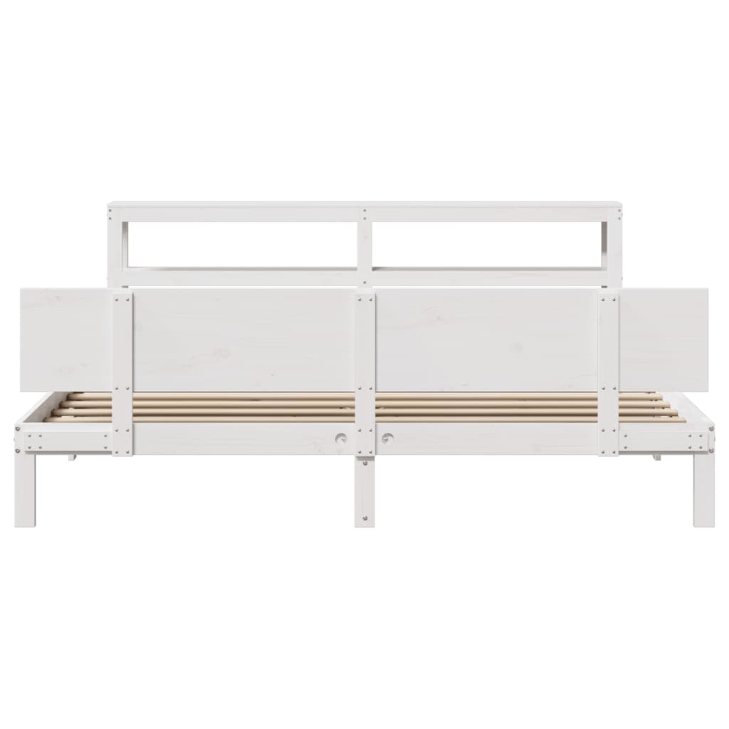 Sengeramme med hovedgærde uden madras Hvid 200x200 cm