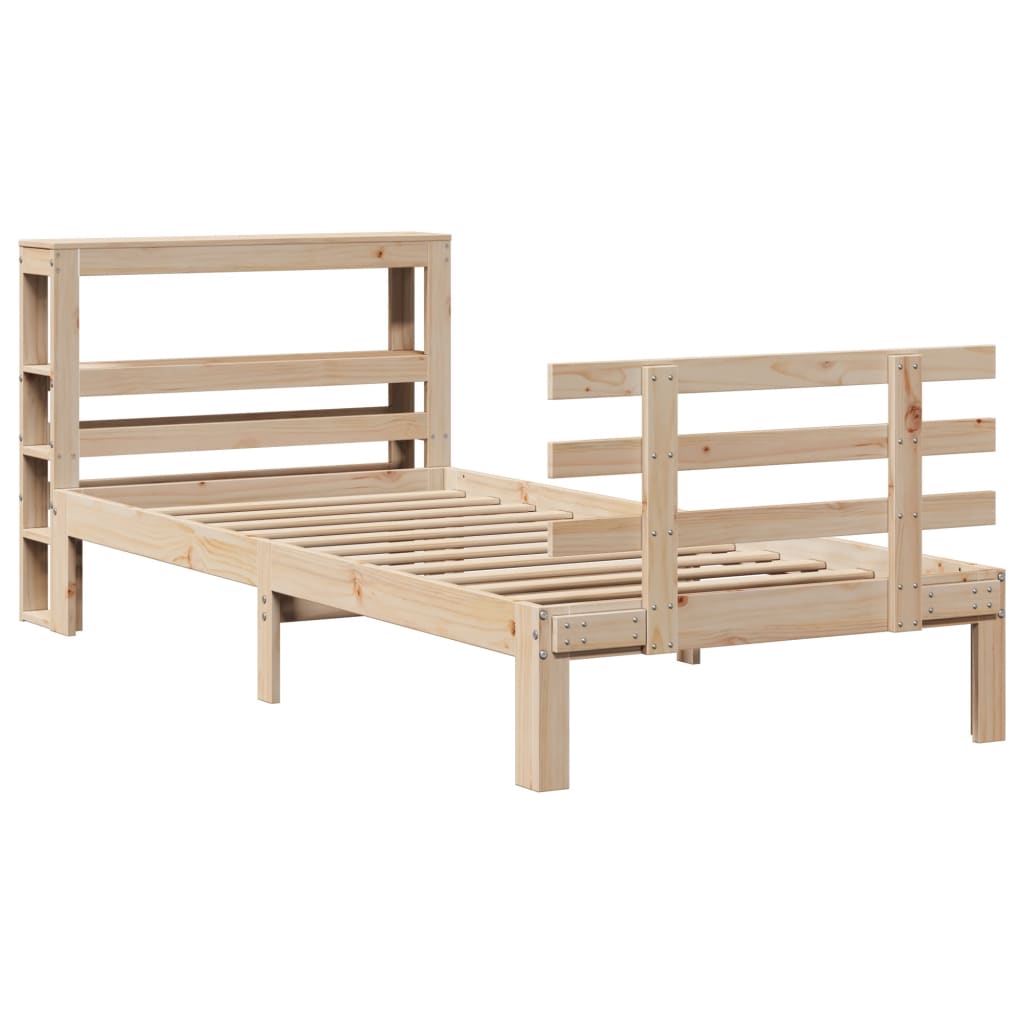 sengeramme med sengegavl 75x190 cm massivt fyrretræ