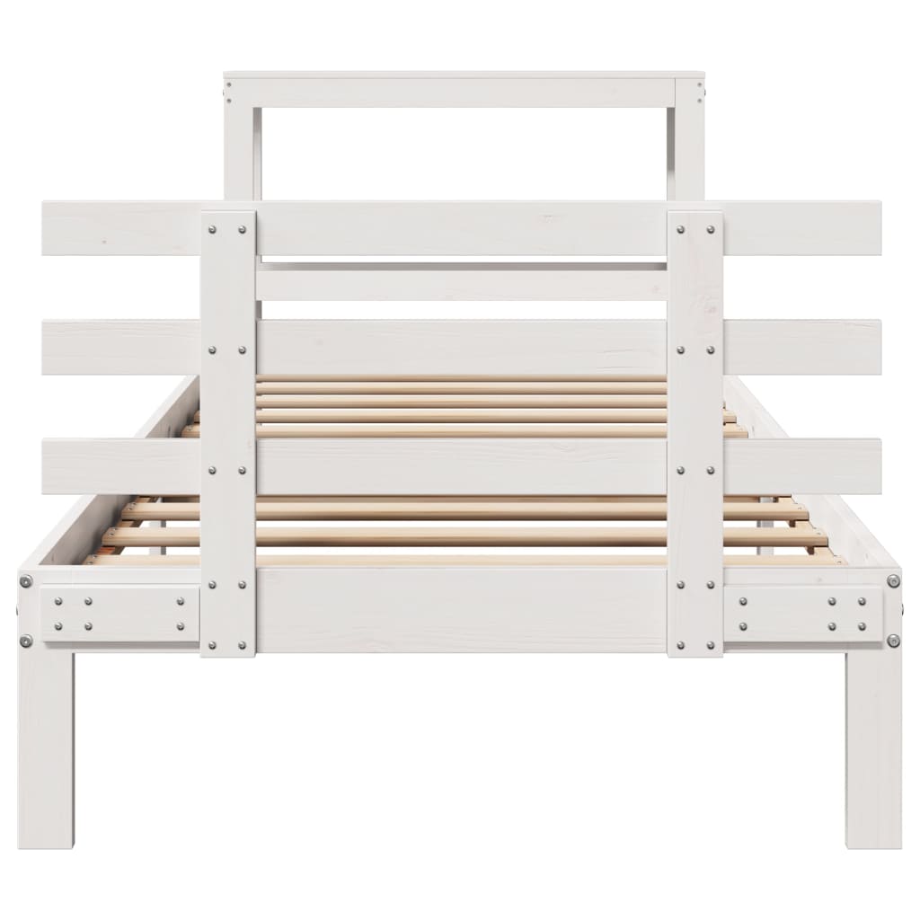 sengeramme med sengegavl 75x190 cm massivt fyrretræ hvid