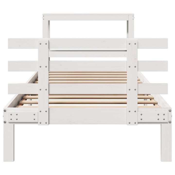 sengeramme med sengegavl 75x190 cm massivt fyrretræ hvid