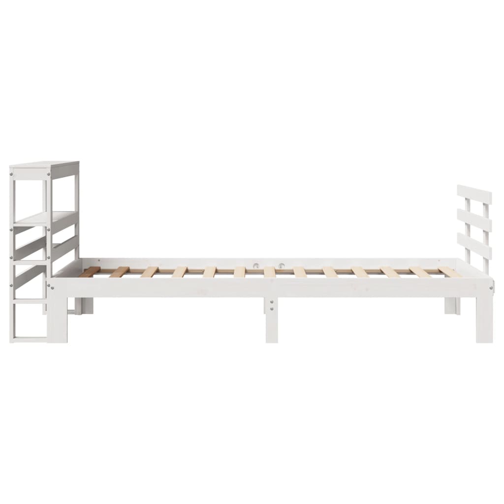 sengeramme med sengegavl 75x190 cm massivt fyrretræ hvid
