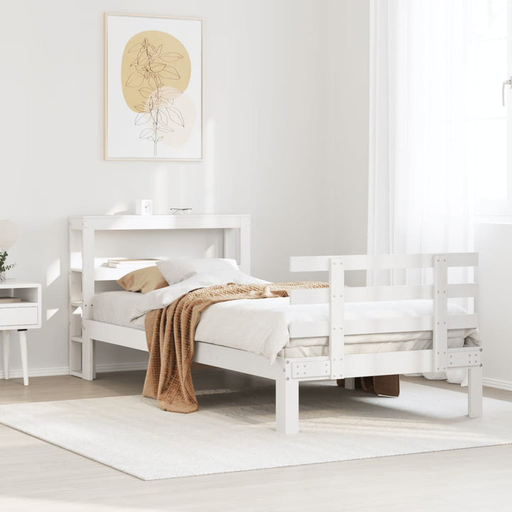 sengeramme med sengegavl 75x190 cm massivt fyrretræ hvid