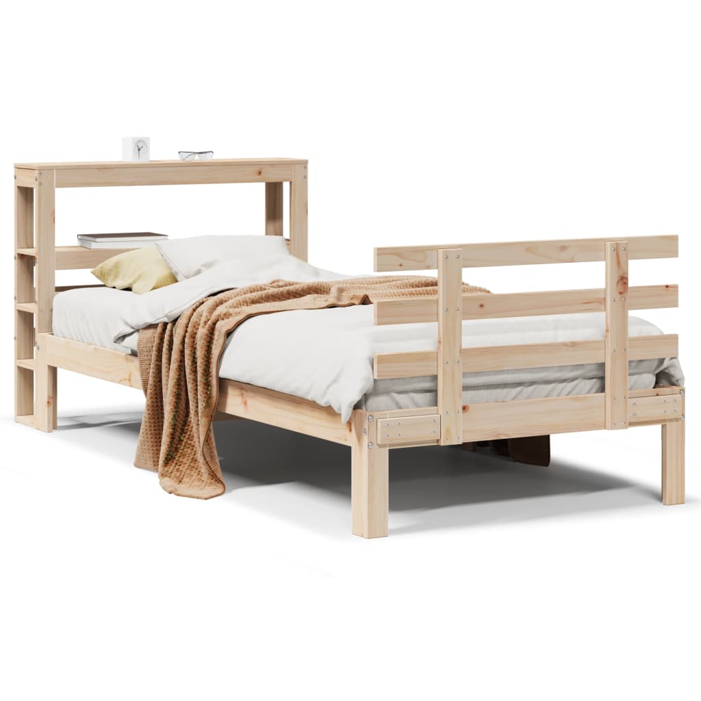 sengeramme med sengegavl 90x190 cm massivt fyrretræ