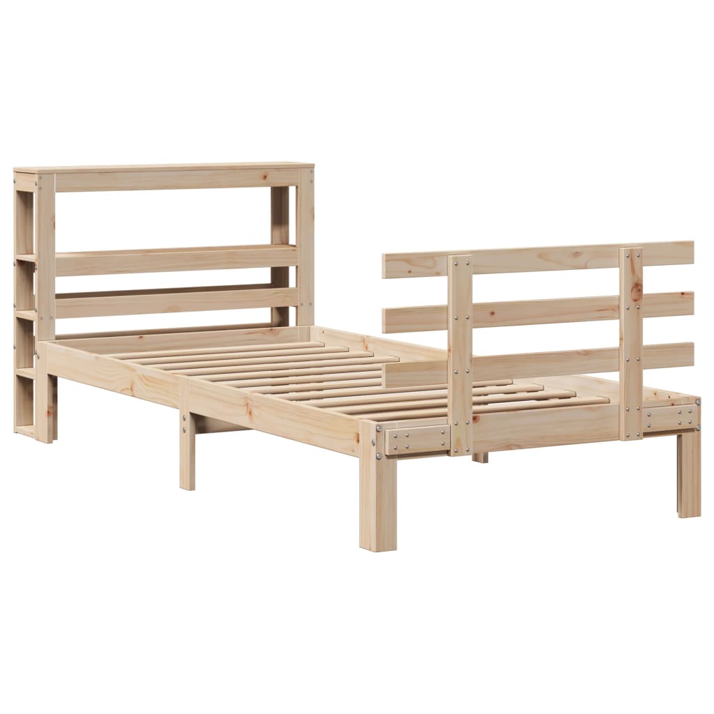 sengeramme med sengegavl 90x190 cm massivt fyrretræ