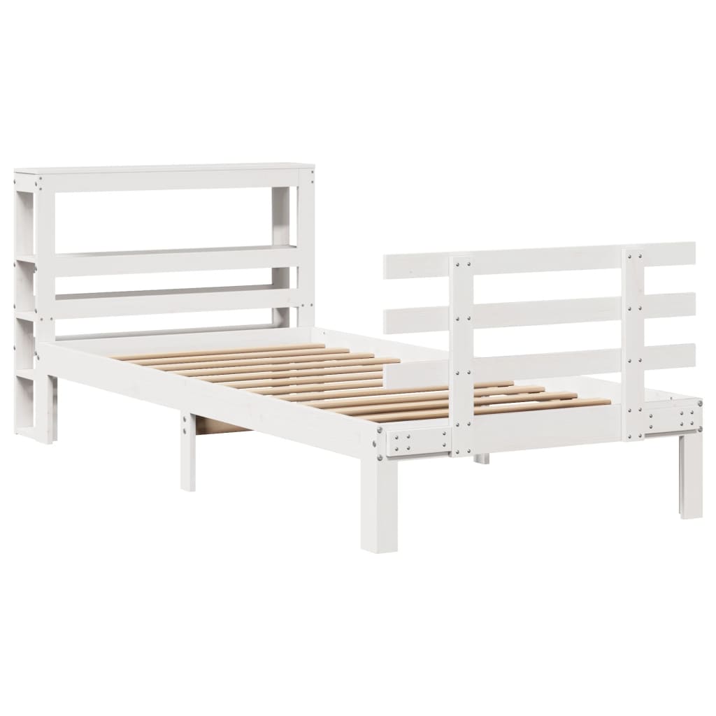 Sengeramme med hovedgærde uden madras Hvid 90x190 cm