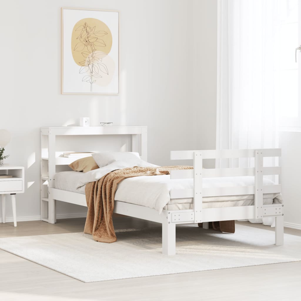 Sengeramme med hovedgærde uden madras Hvid 90x190 cm