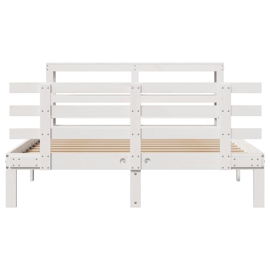 sengeramme med sengegavl 120x190 cm massivt fyrretræ hvid
