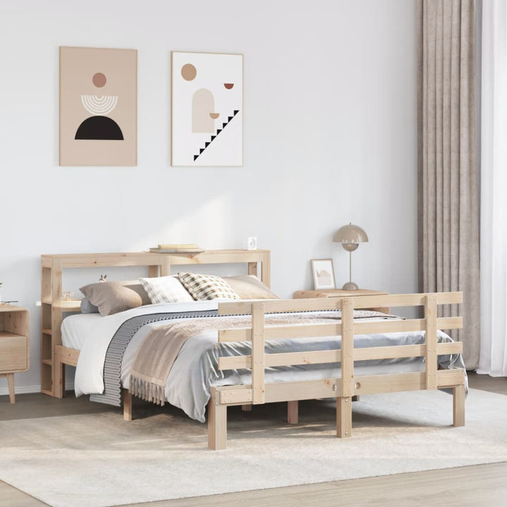 sengeramme med sengegavl 140x190 cm massivt fyrretræ