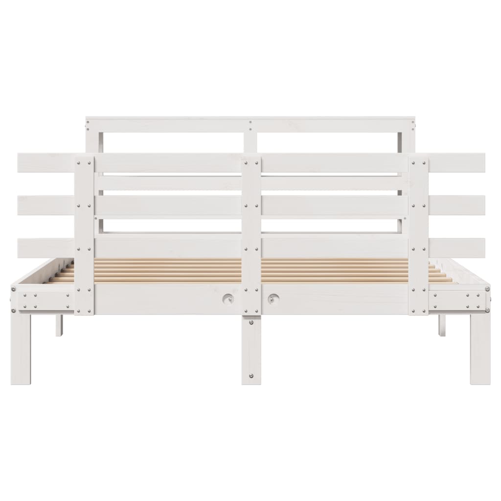 Sengeramme med hovedgærde uden madras Hvid 140x190 cm