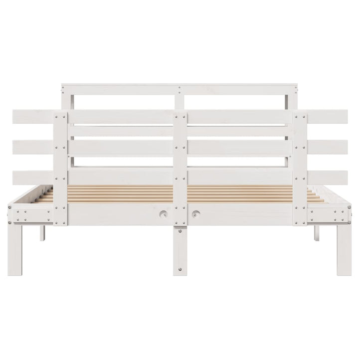 Sengeramme med hovedgærde uden madras Hvid 140x190 cm