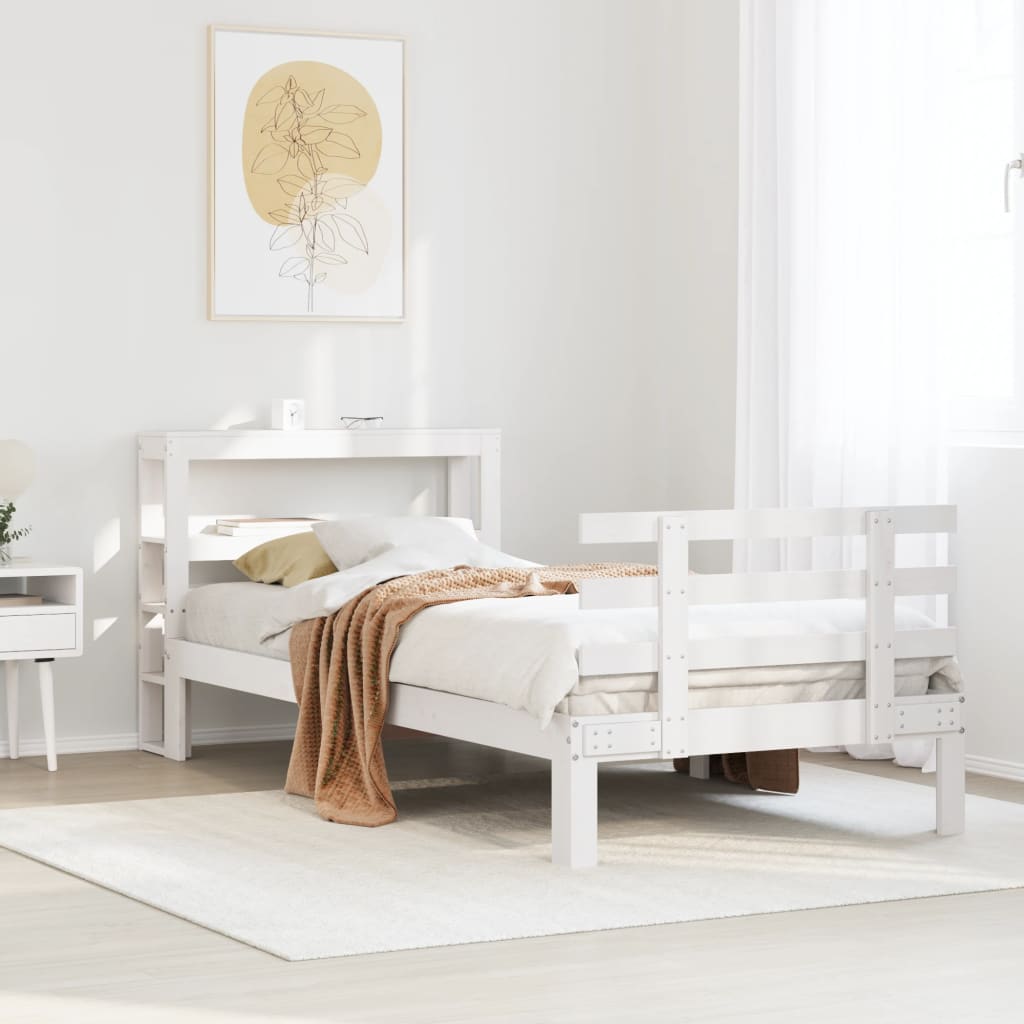 Sengeramme med hovedgærde uden madras Hvid 90x200 cm