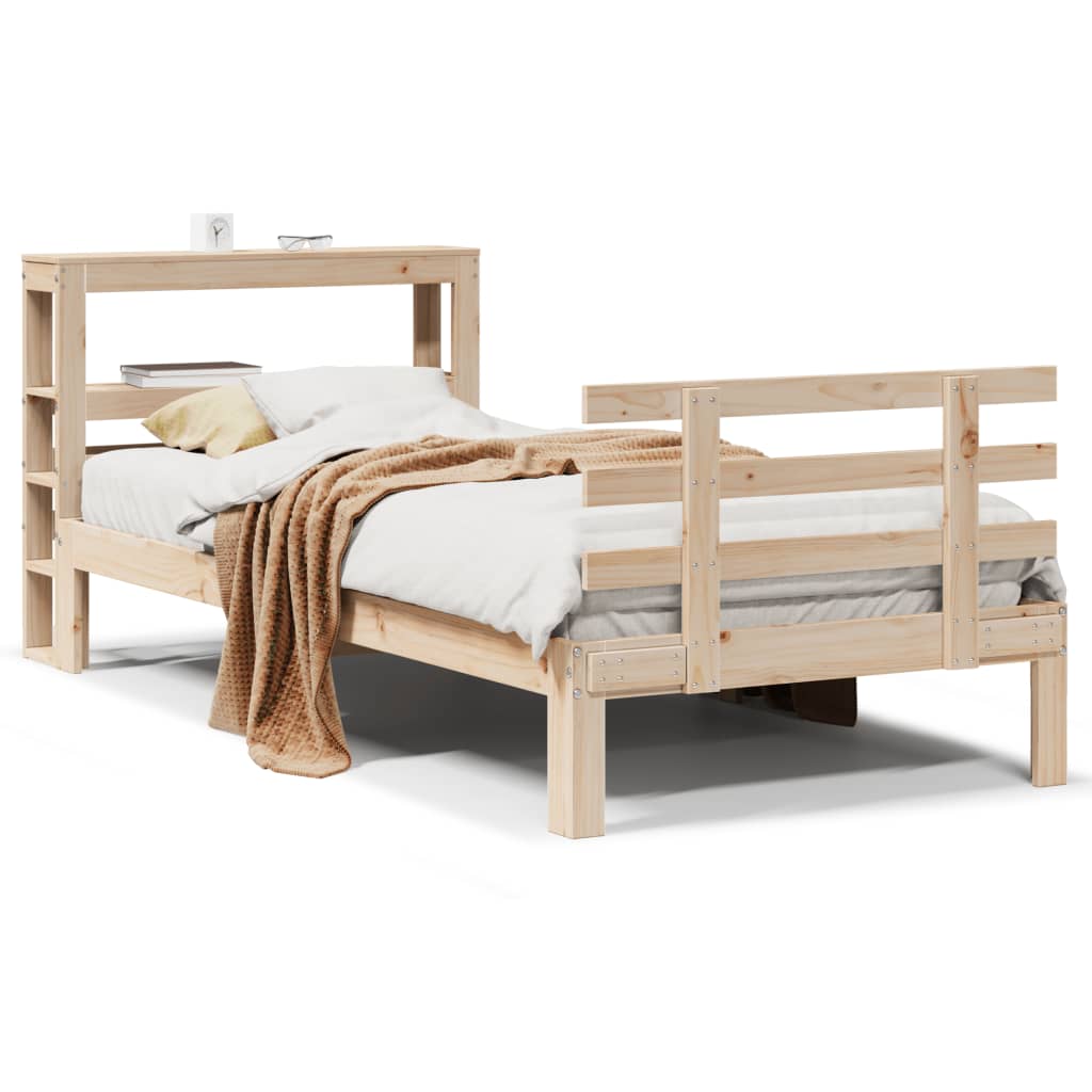 sengeramme med sengegavl 100x200 cm massivt fyrretræ