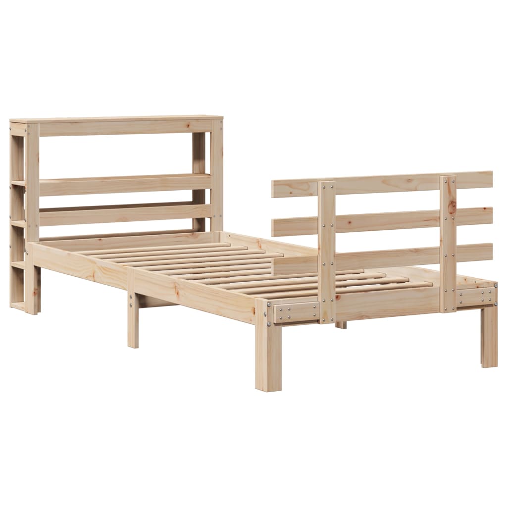sengeramme med sengegavl 100x200 cm massivt fyrretræ