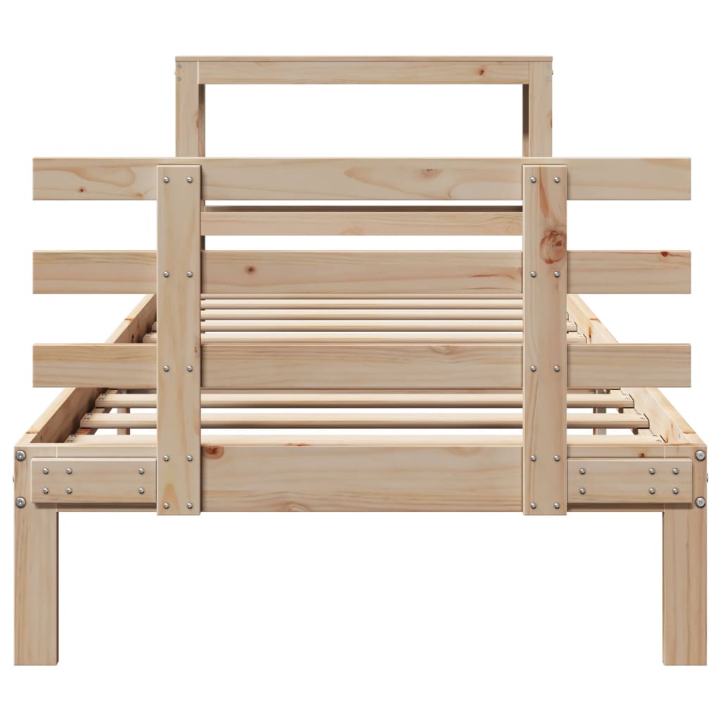 sengeramme med sengegavl 100x200 cm massivt fyrretræ
